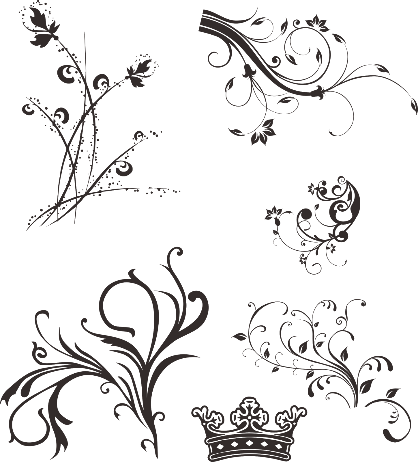 Floral Batik Patterns Collection PNG Image