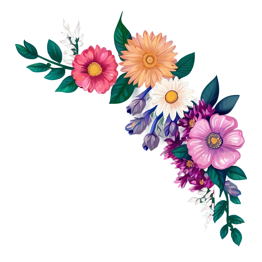 Floral Bouquet Border Png Nrr57 PNG Image