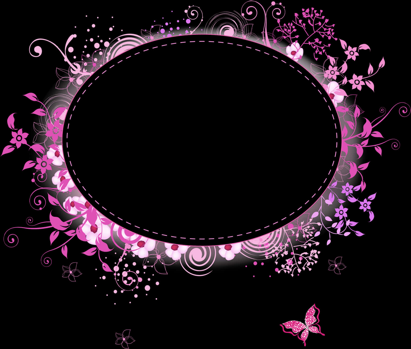 Floral Butterfly Frame Design PNG Image