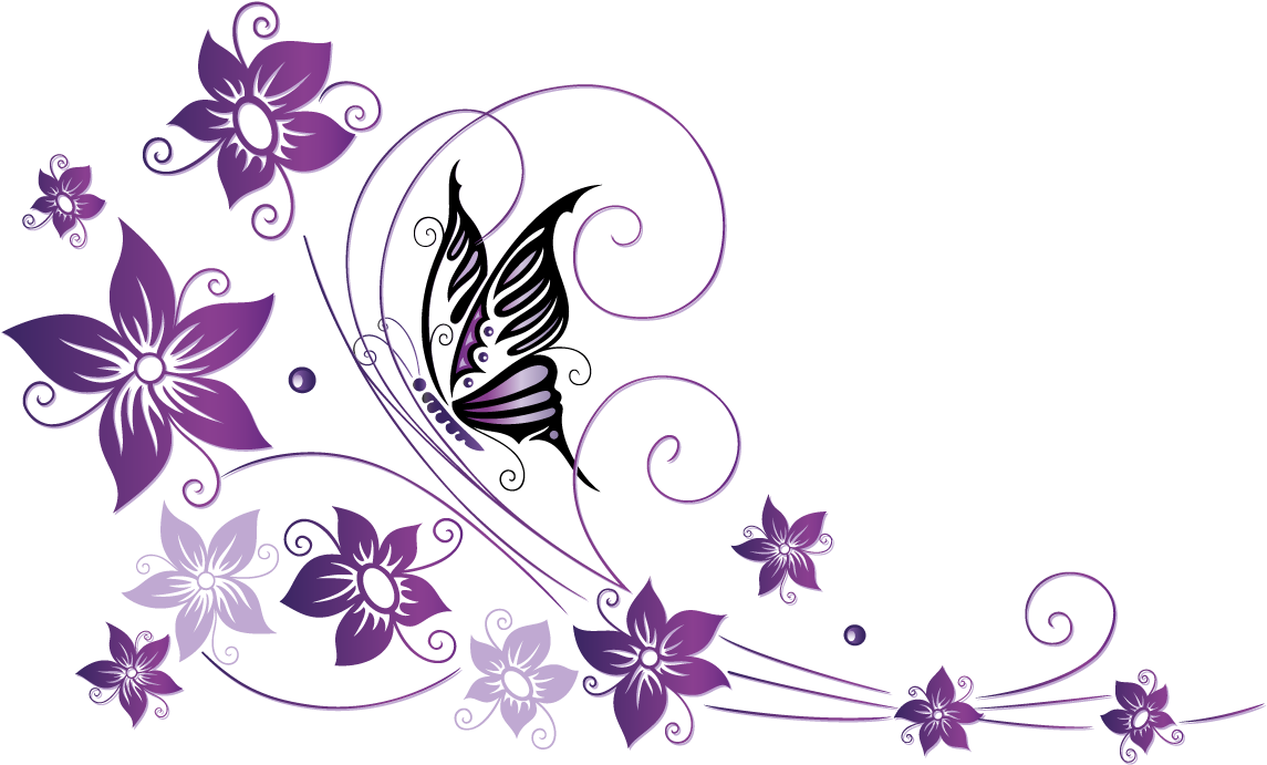 Floral Butterfly Vector Border PNG Image