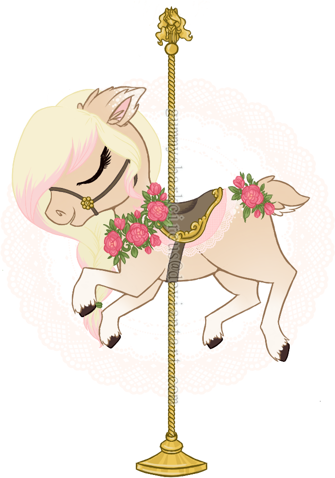 Floral Carousel Unicorn Illustration PNG Image