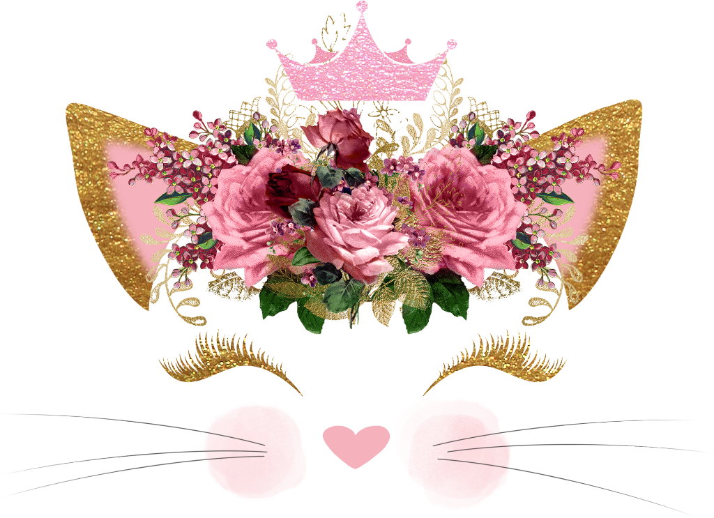 Floral Cat Crown Artwork PNG Image