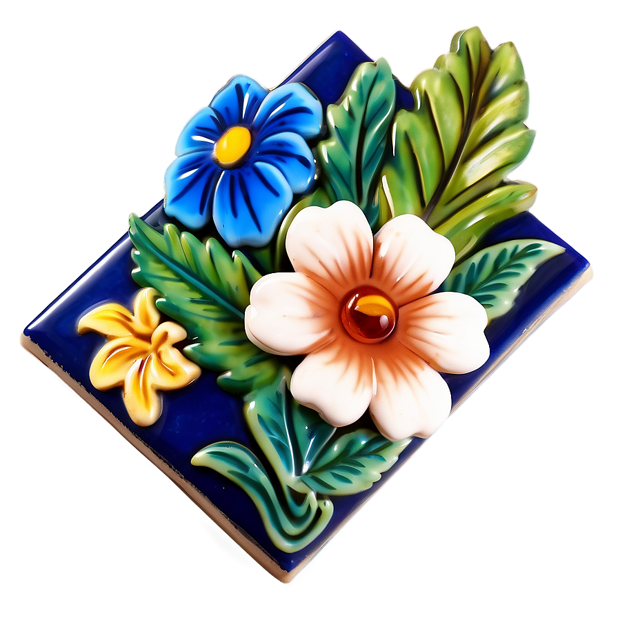 Floral Ceramic Tile Png Nbf PNG Image