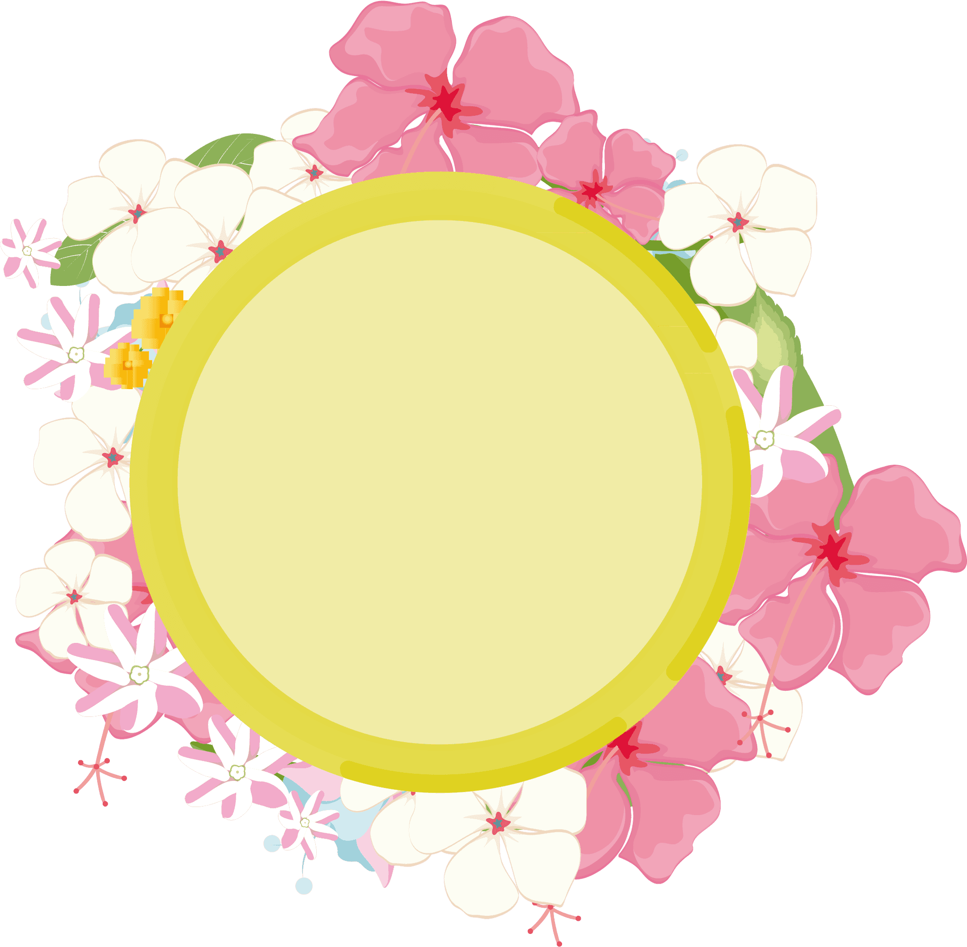 Floral_ Circle_ Frame_ Vector PNG Image