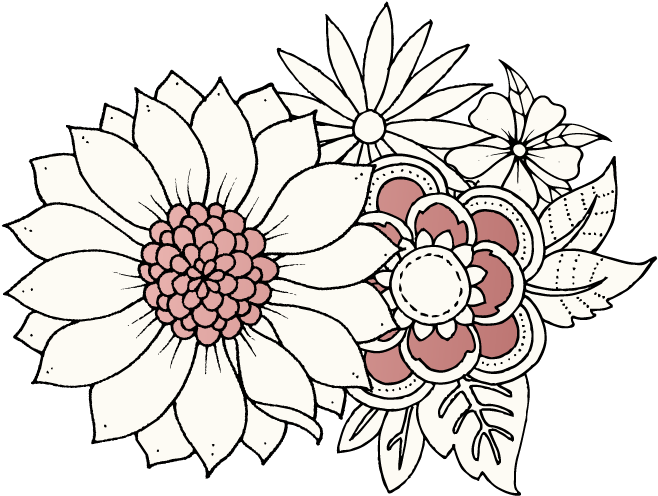 Floral Coloring Page Bouquet PNG Image