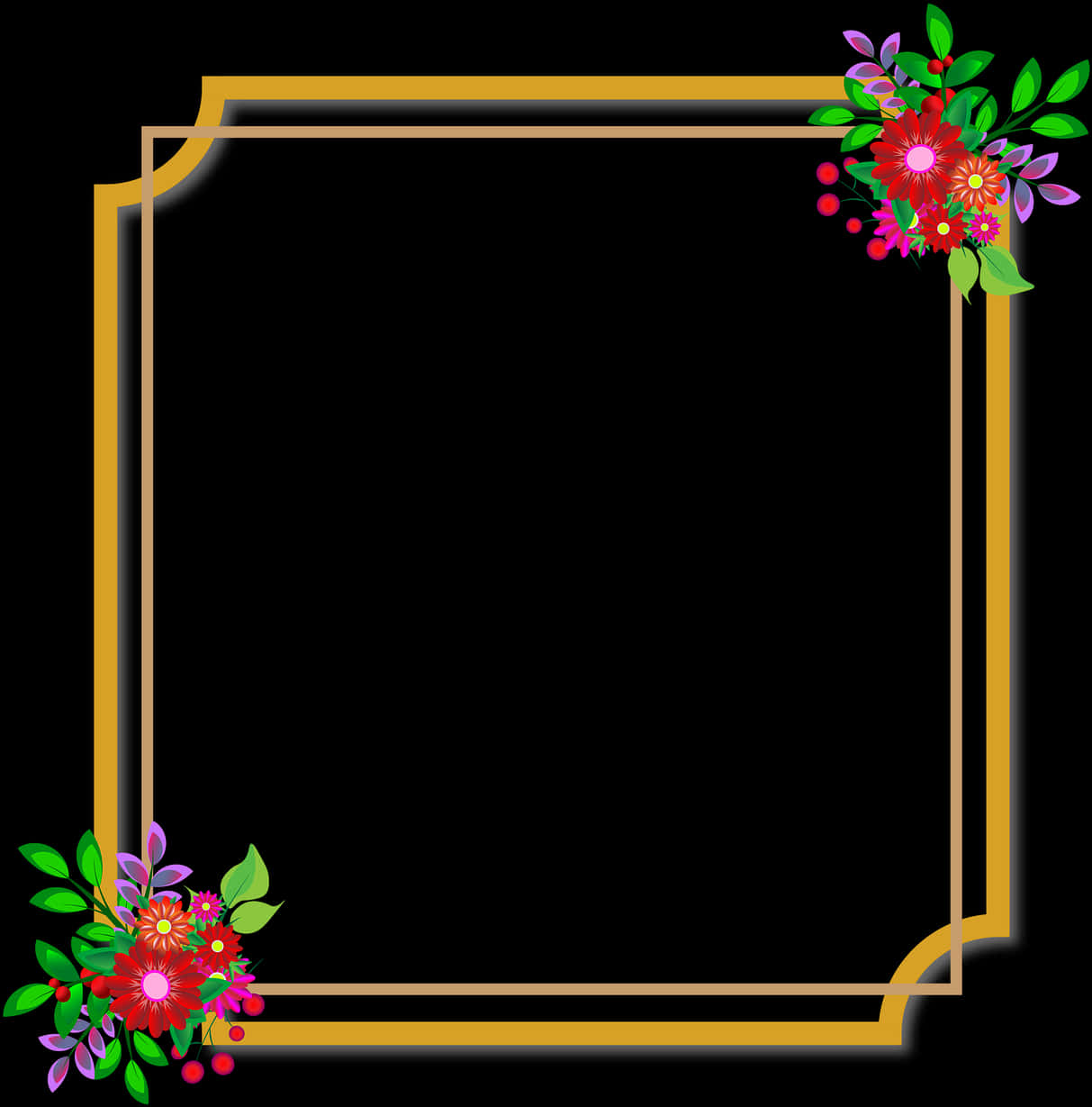 Floral Corner Border Design PNG Image