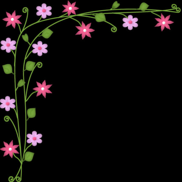 Floral Corner Design Element PNG Image