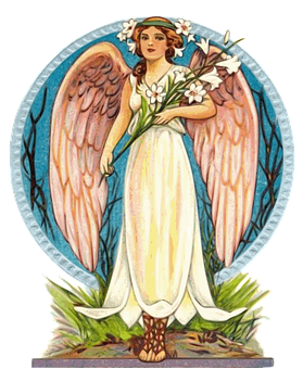 Floral Crowned Angel Artwork PNG Image