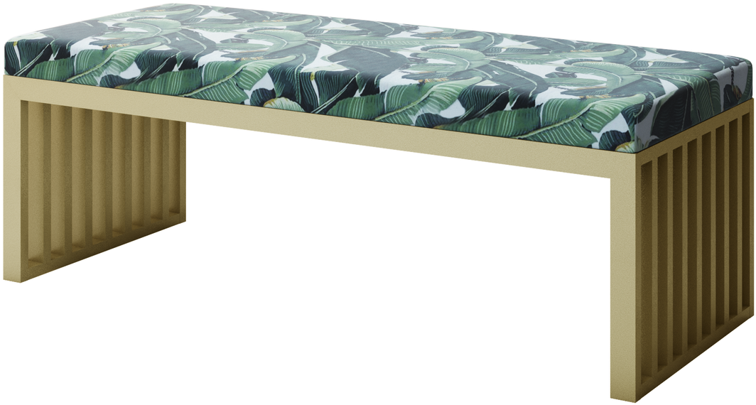 Floral Cushioned Modern Bench PNG Image