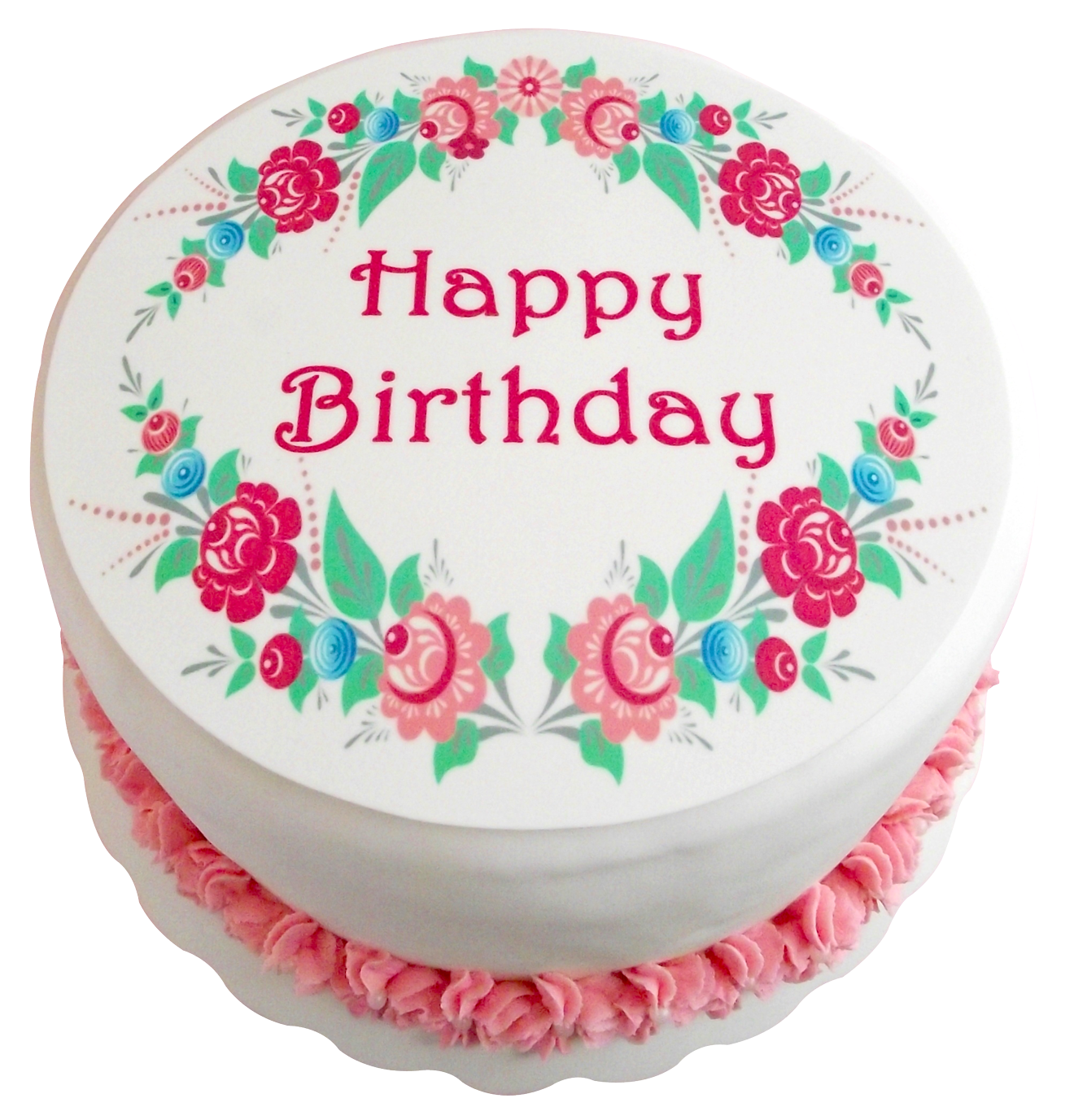 Floral Decorated Birthday Cake PNG Image