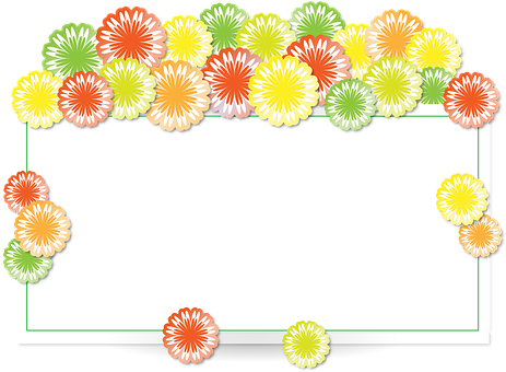 Floral Decorated Blank Frame PNG Image