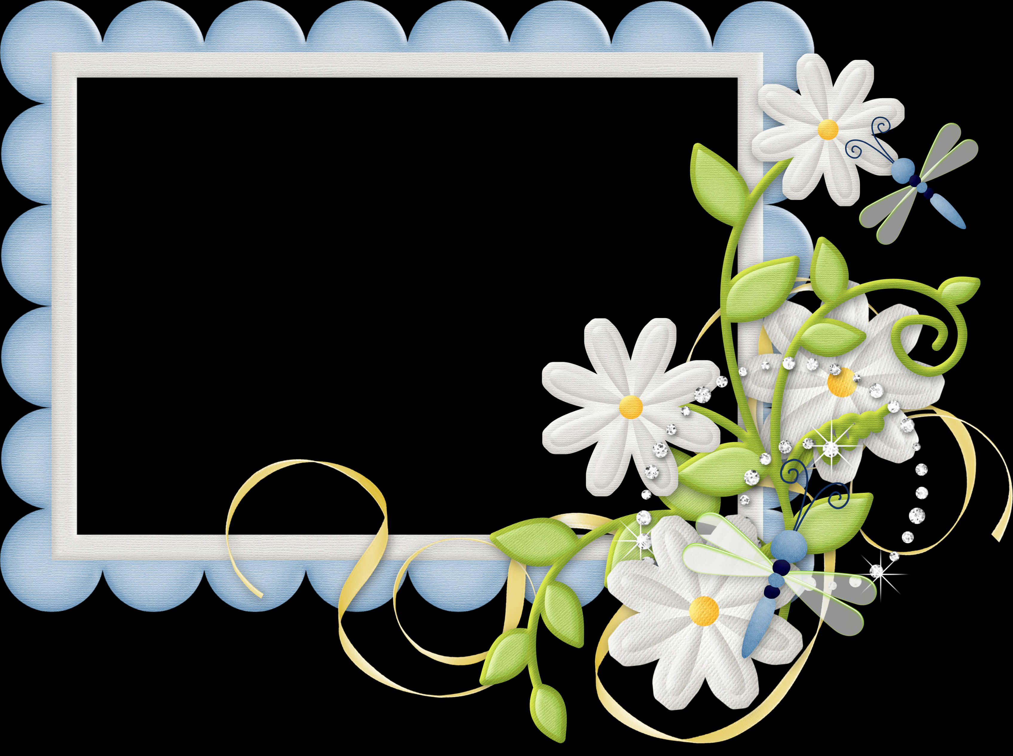 Floral Decorated Photo Frame PNG Image