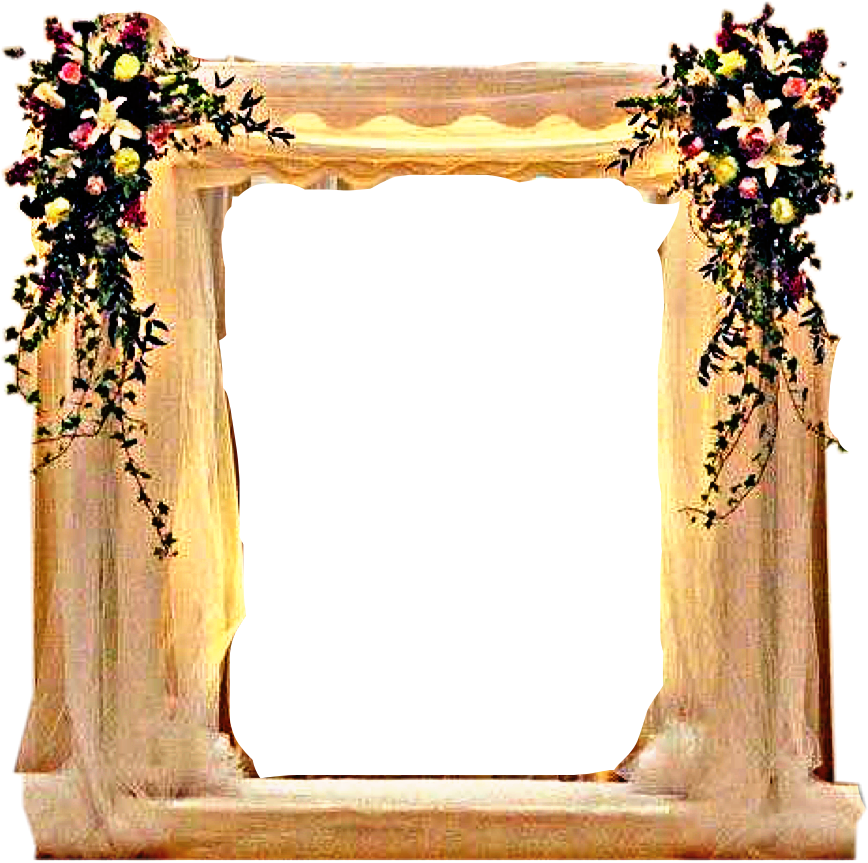 Floral Decorated Photobooth Frame PNG Image