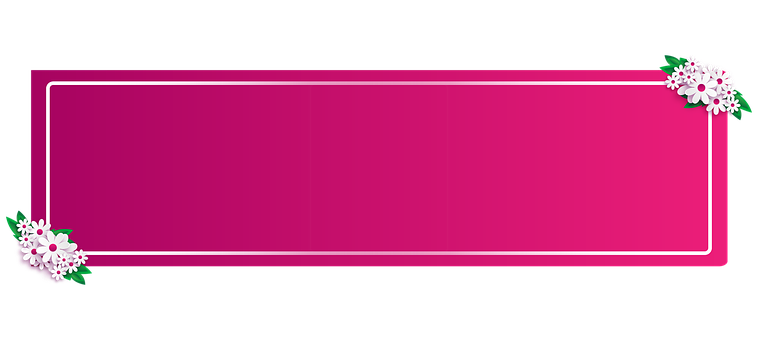 Floral Decorated Pink Banner PNG Image