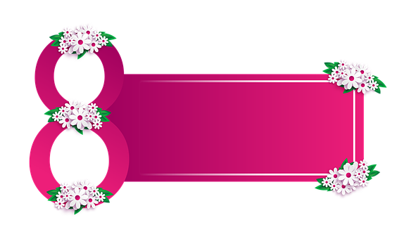 Floral Decorated Pink Banner PNG Image