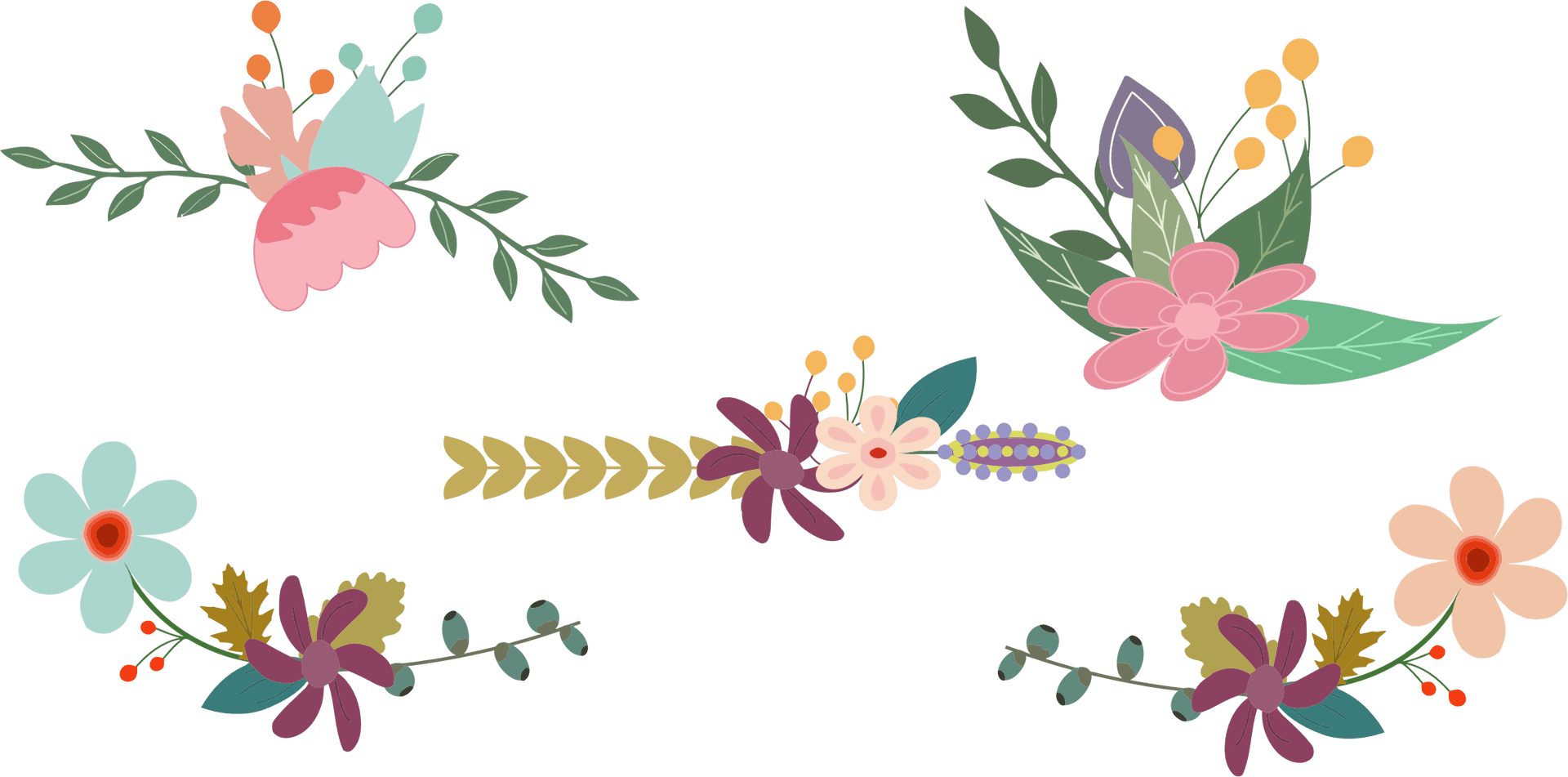 Floral Decorative Corner Designs PNG Image