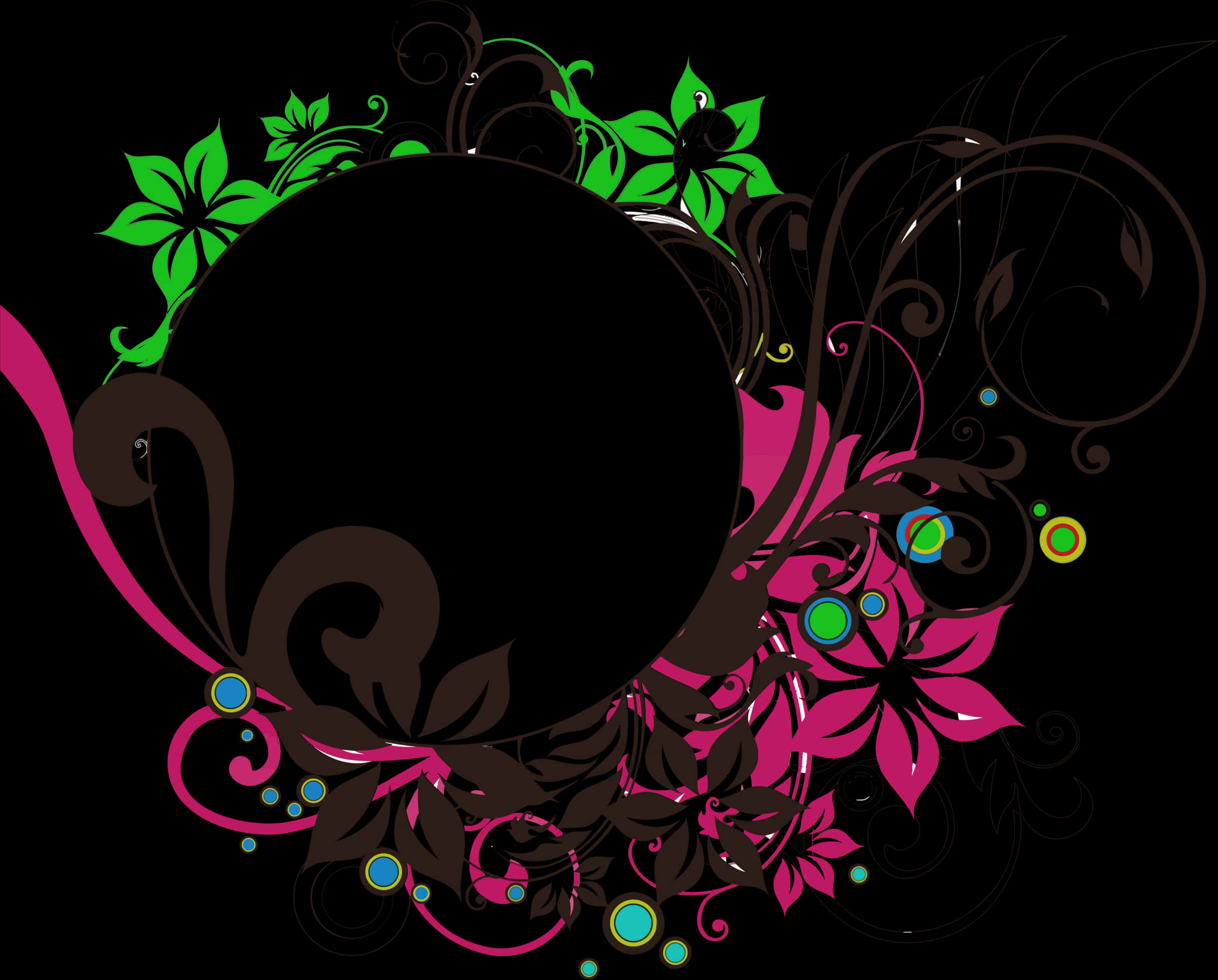 Floral Decorative Round Frame PNG Image