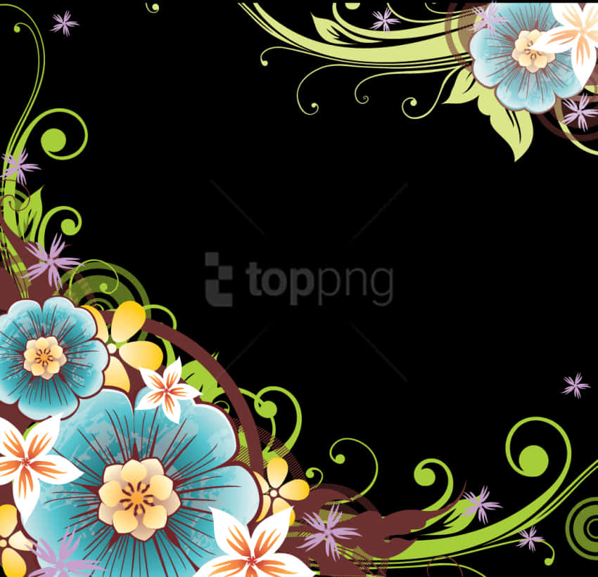 Floral Design Corner Accent PNG Image