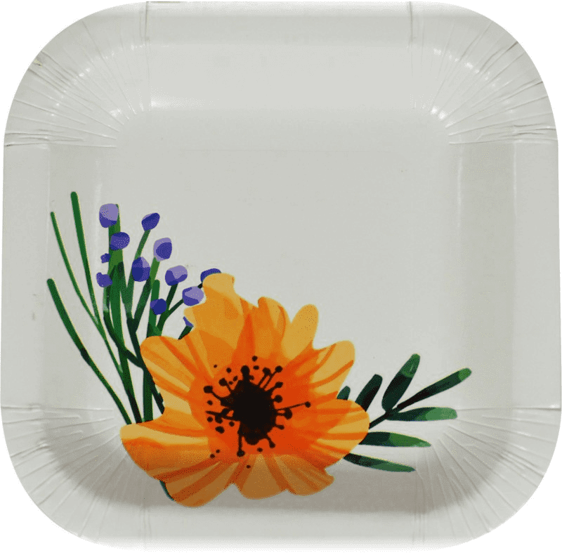 Floral Design Paper Plate PNG Image