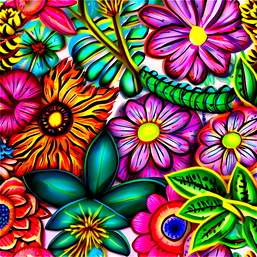 Floral Doodle Png 05212024 PNG Image