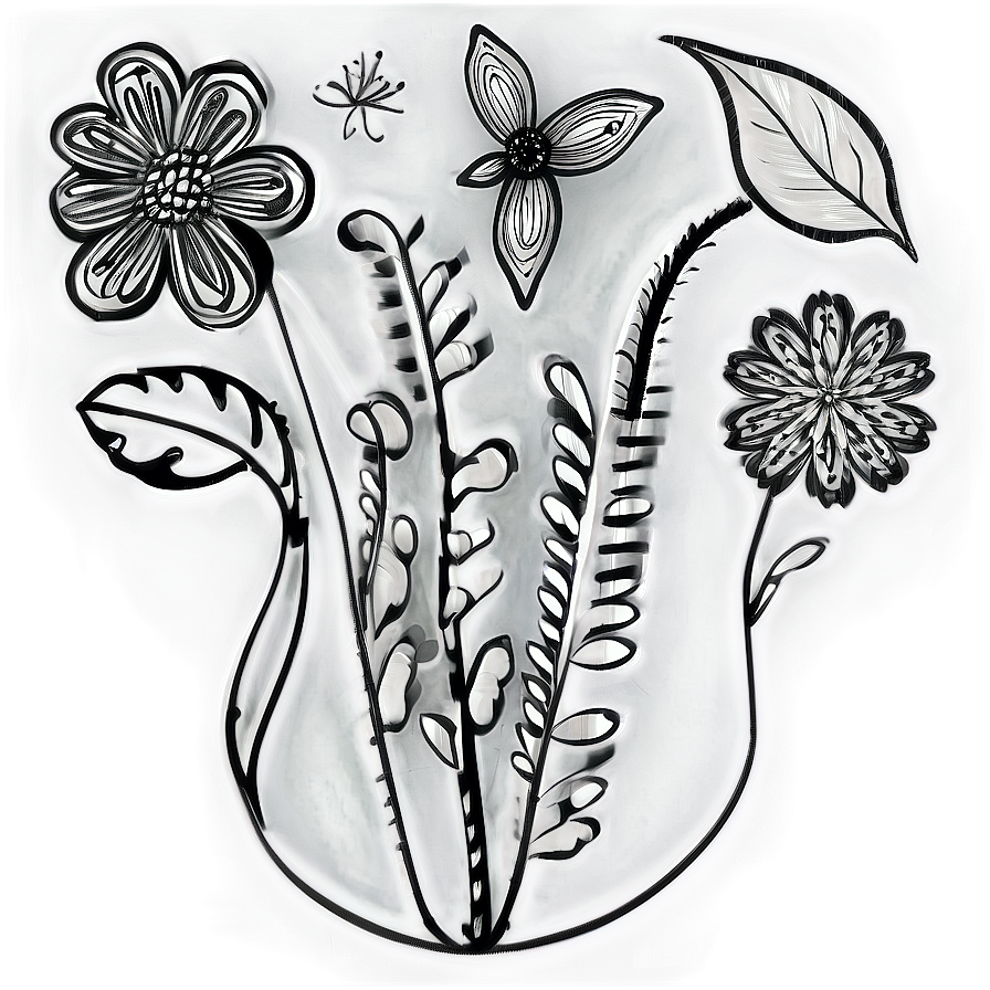 Floral Doodle Png 12 PNG Image