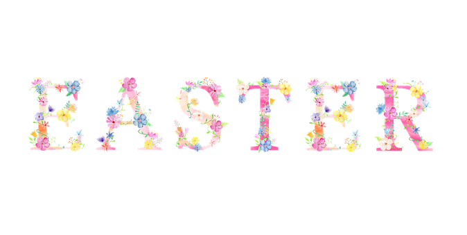 Floral Easter Text Design PNG Image