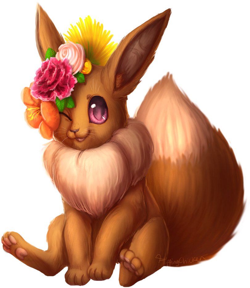 Floral Eevee Artwork PNG Image