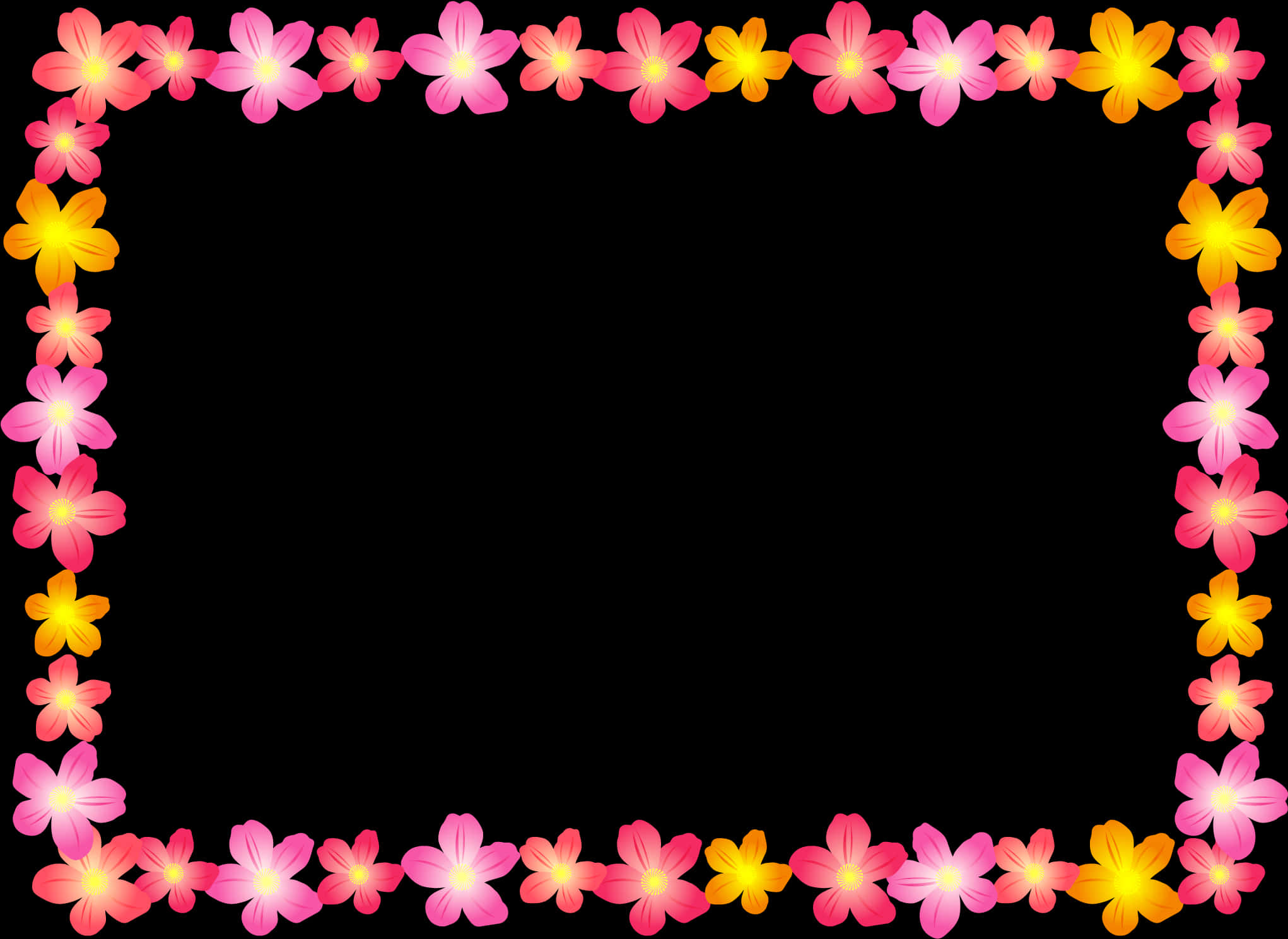 Floral Frame Border Design PNG Image