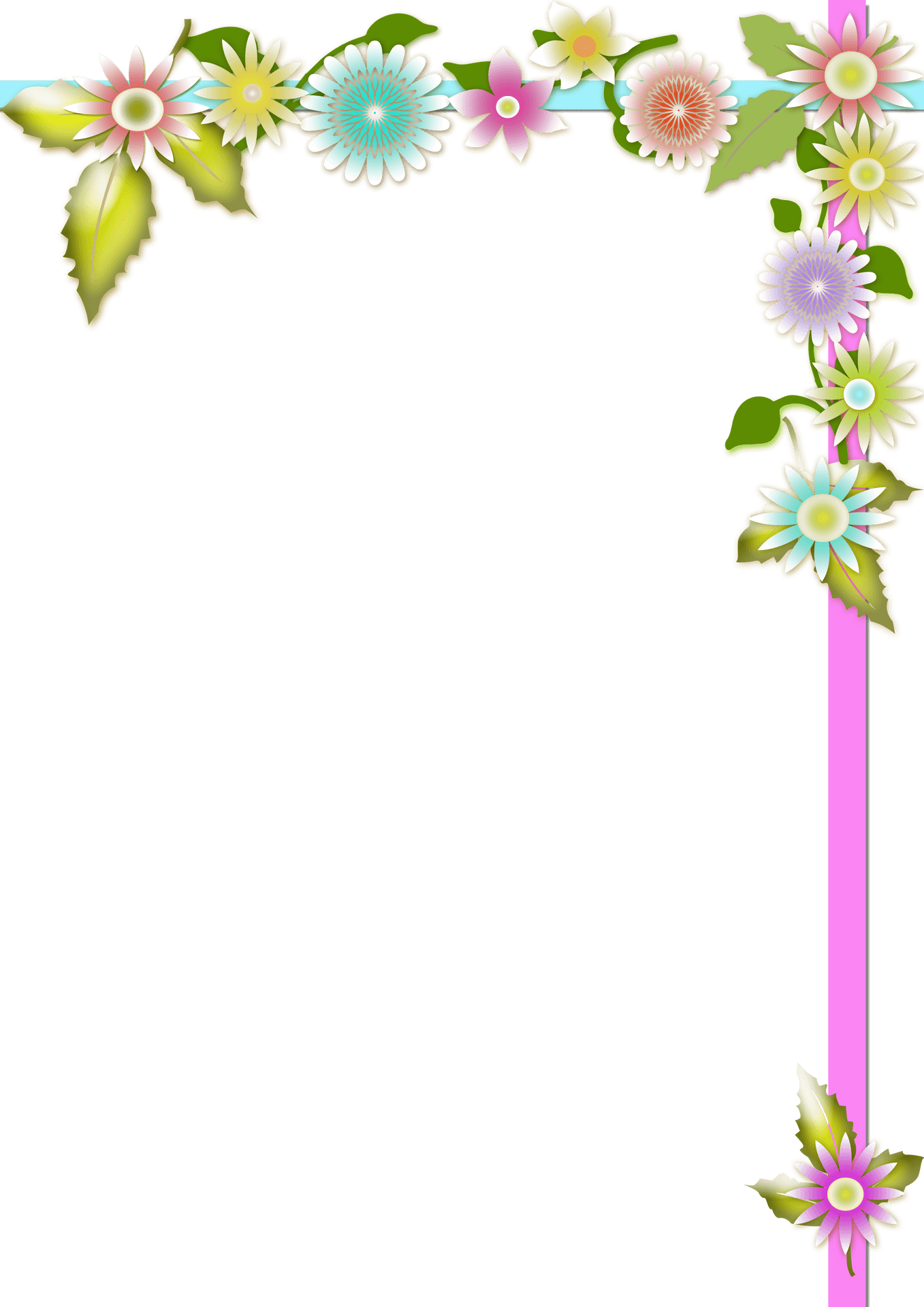 Floral Frame Corner Border Design PNG Image