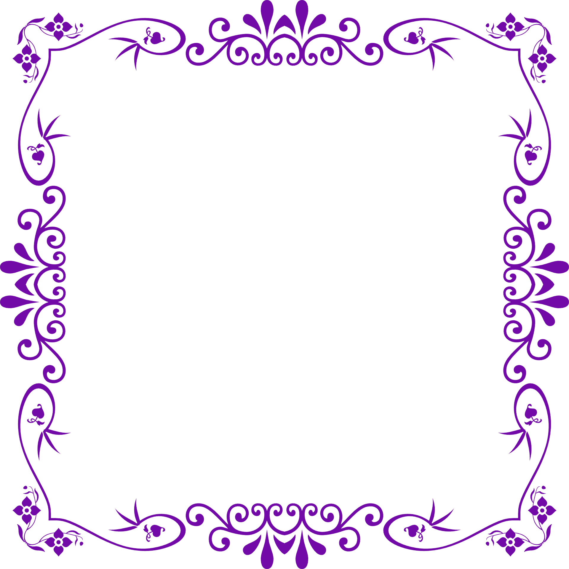 Floral Frame Design Purpleand Blue PNG Image