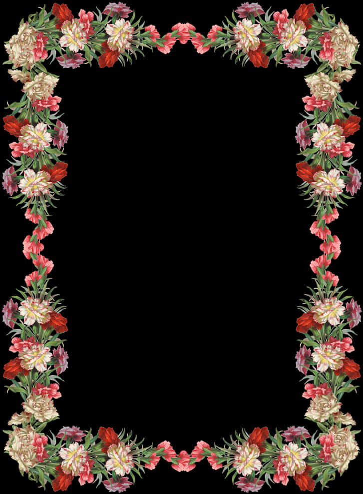 Floral_ Frame_on_ Black_ Background.jpg PNG Image