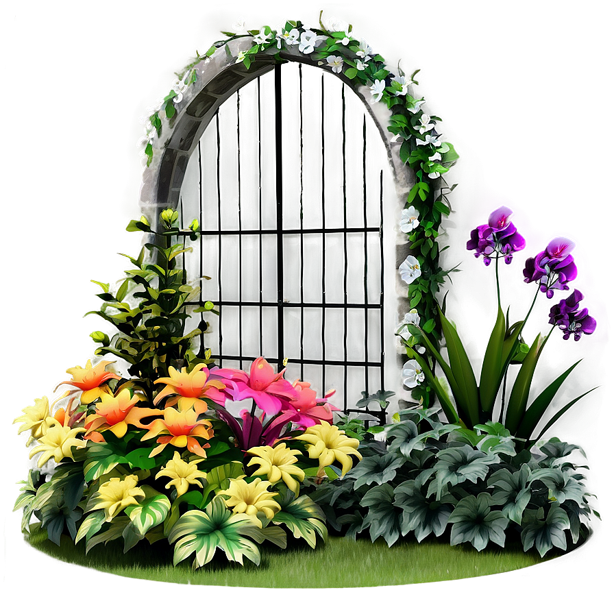 Floral Garden Scene Png Wpl29 PNG Image