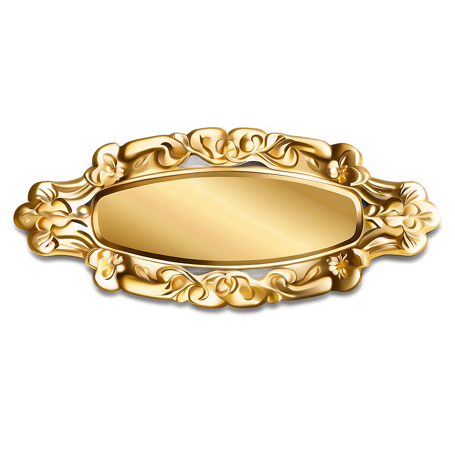 Floral Gold Plate Png 06262024 PNG Image