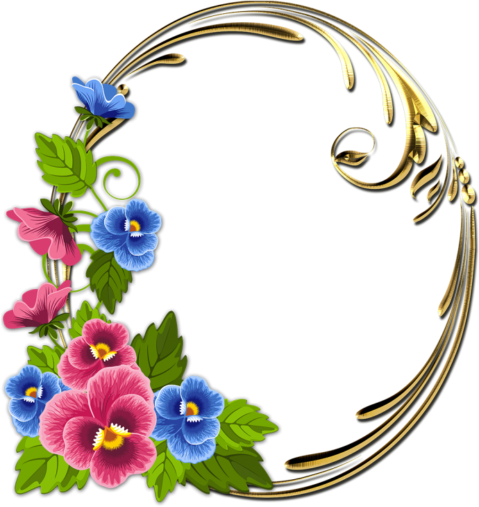 Floral Golden Crescent Design PNG Image