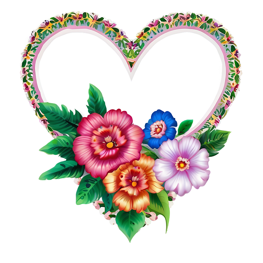 Floral Heart Border Png Rak PNG Image