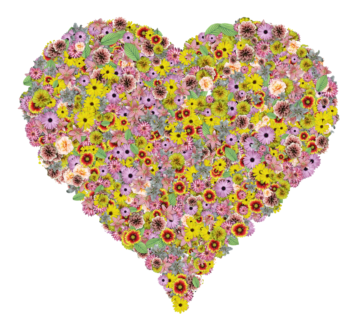 Floral Heart Composition PNG Image