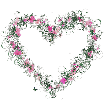 Floral Heart Design Black Background PNG Image