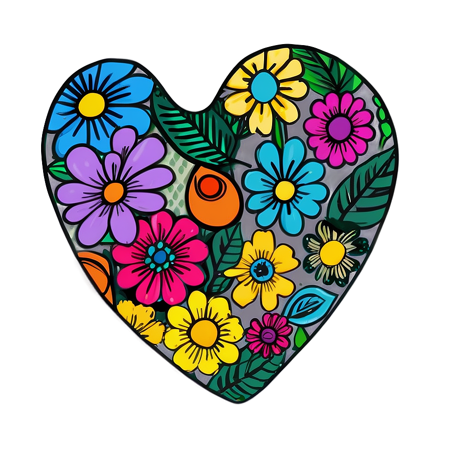 Floral Heart Doodle Png Jwf74 PNG Image