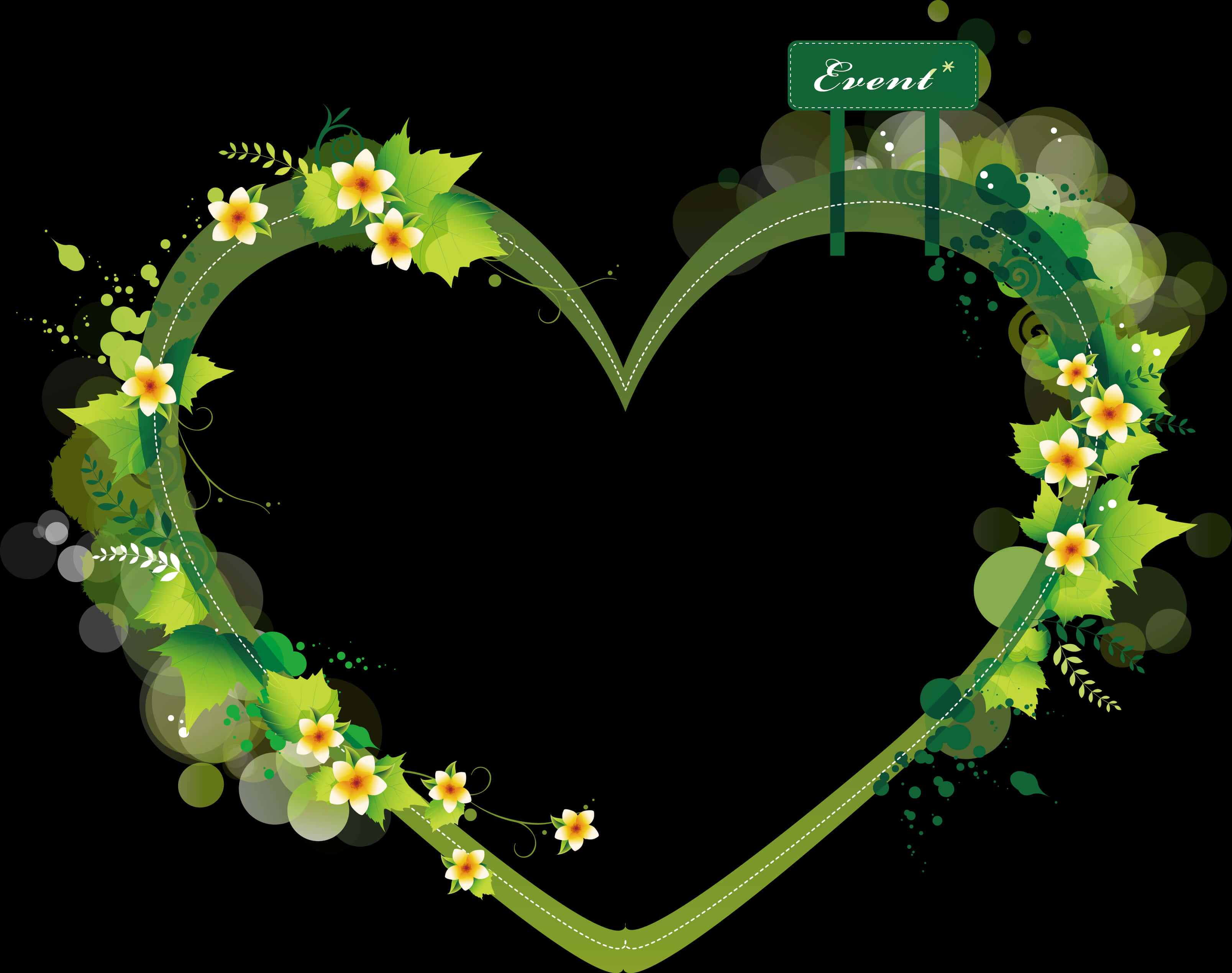 Floral Heart Event Invitation Background PNG Image