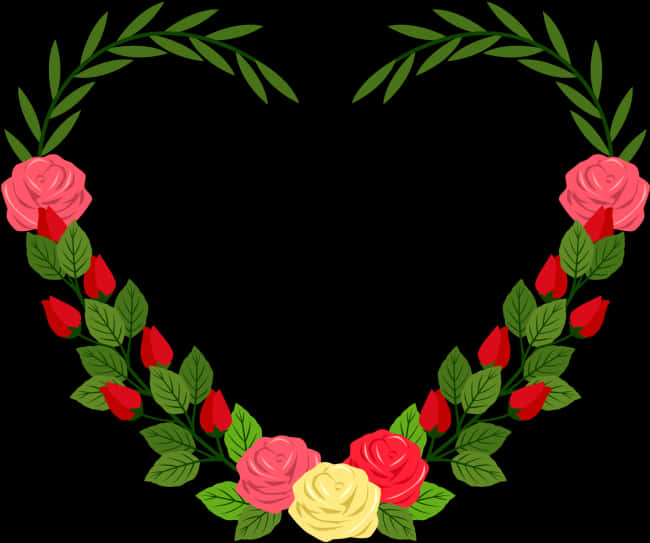 Floral Heart Frame Design PNG Image