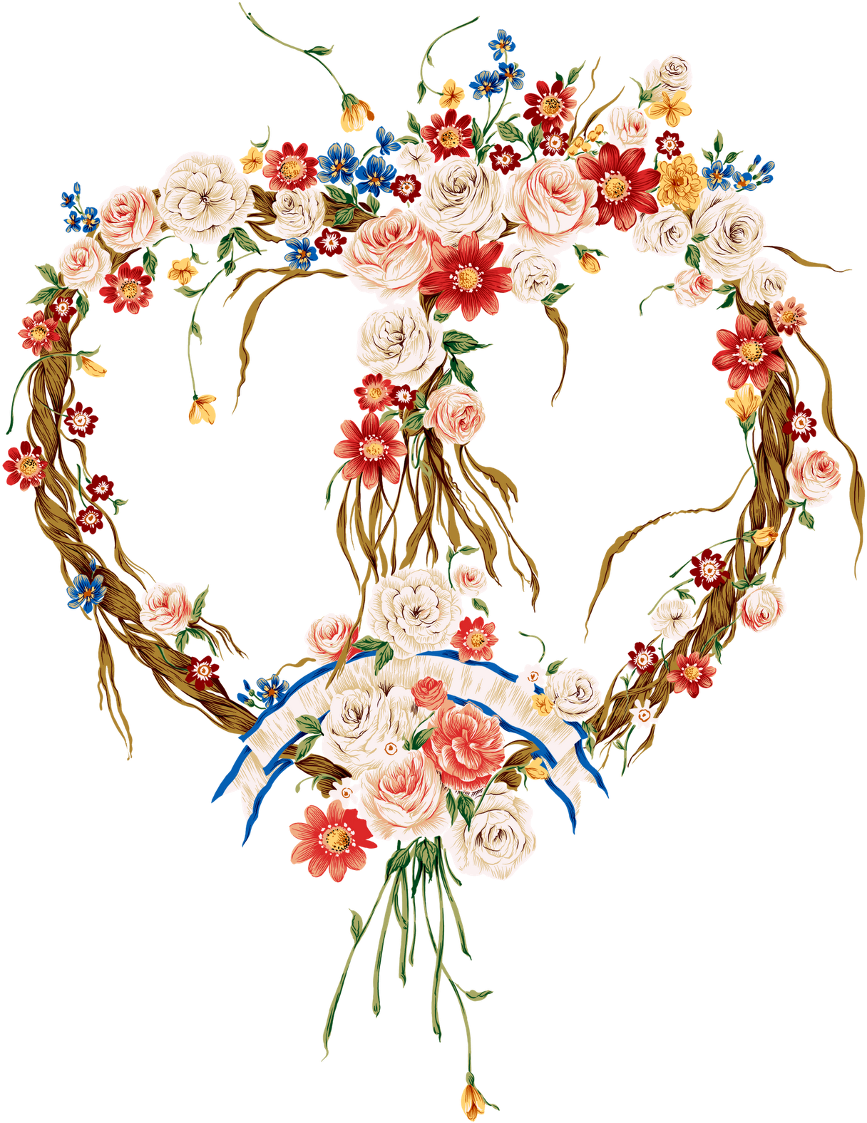 Floral Heart Frame Design PNG Image