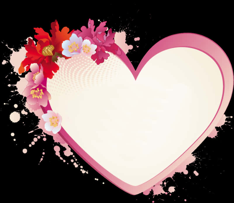 Floral Heart Frame Graphic PNG Image