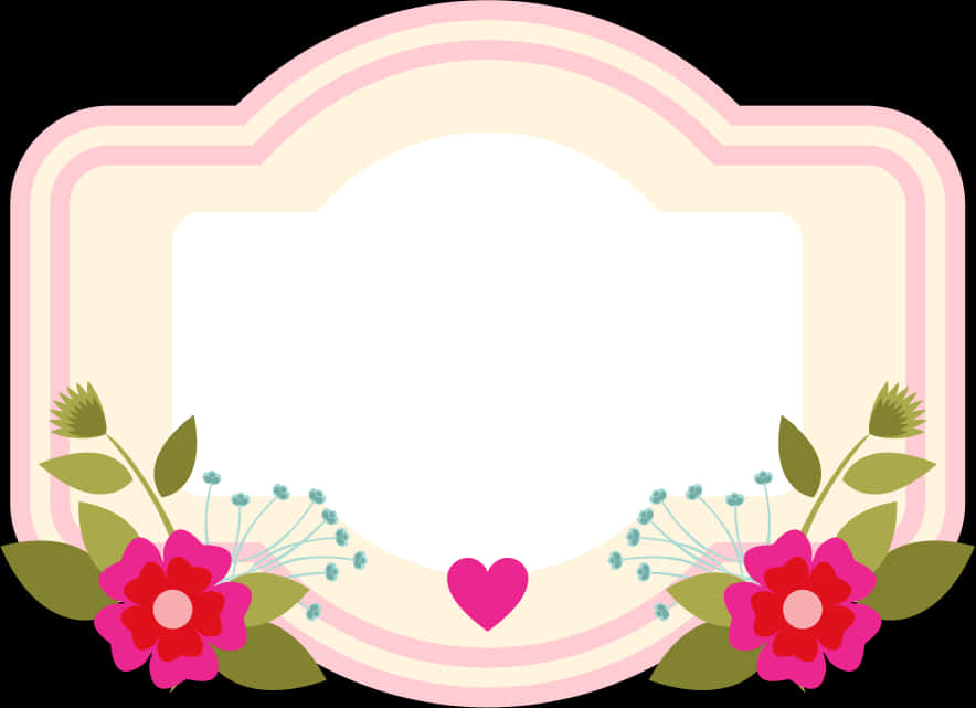 Floral Heart Frame Template PNG Image