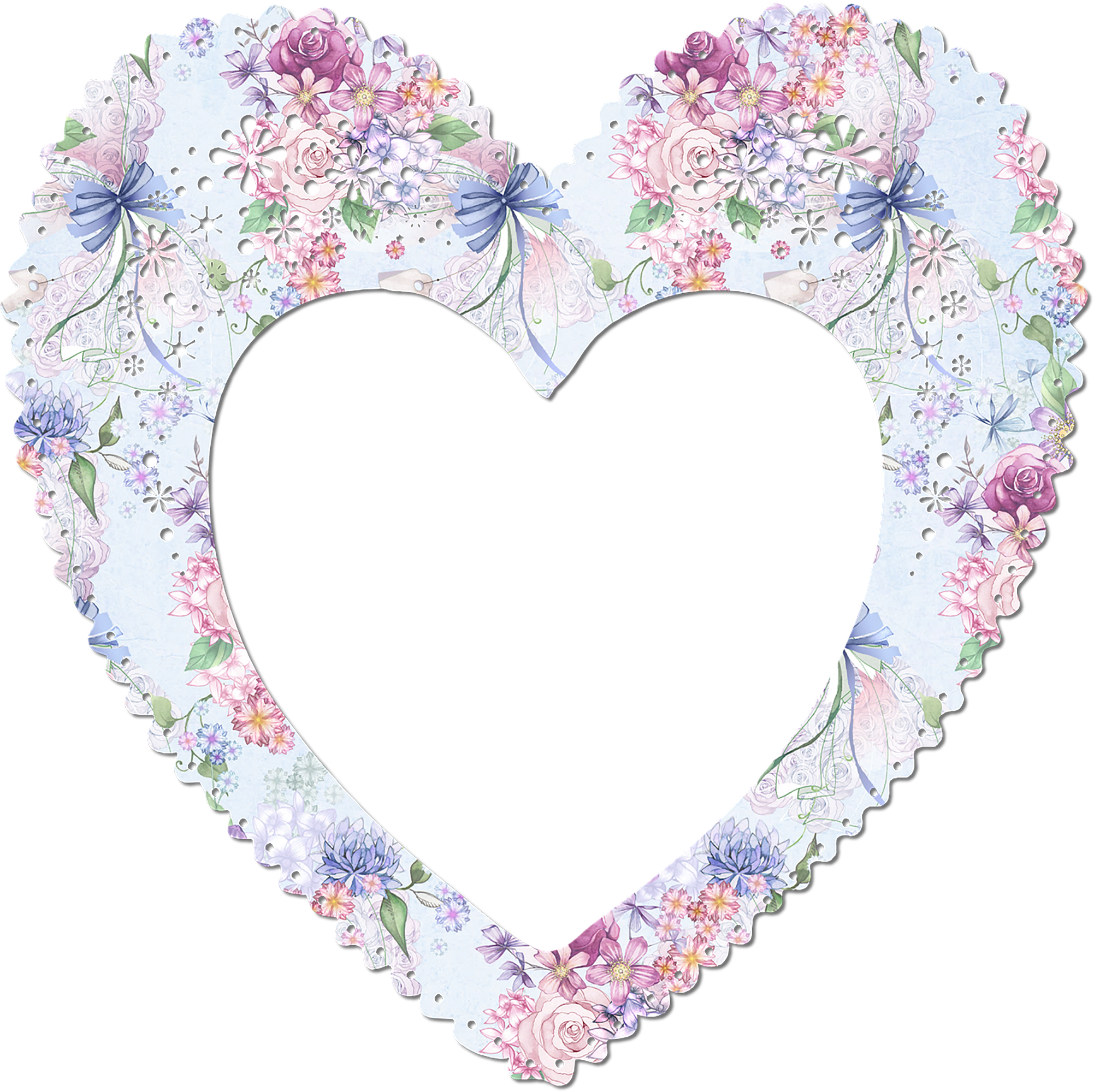 Floral Heart Photo Frame PNG Image