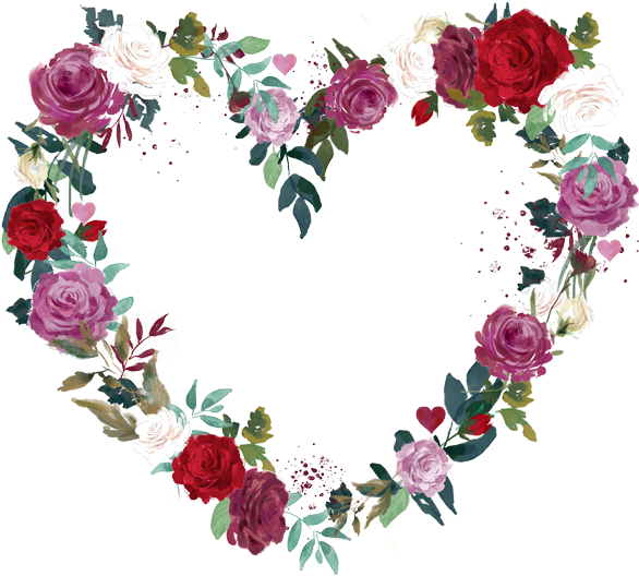 Floral Heart Wreath Design PNG Image