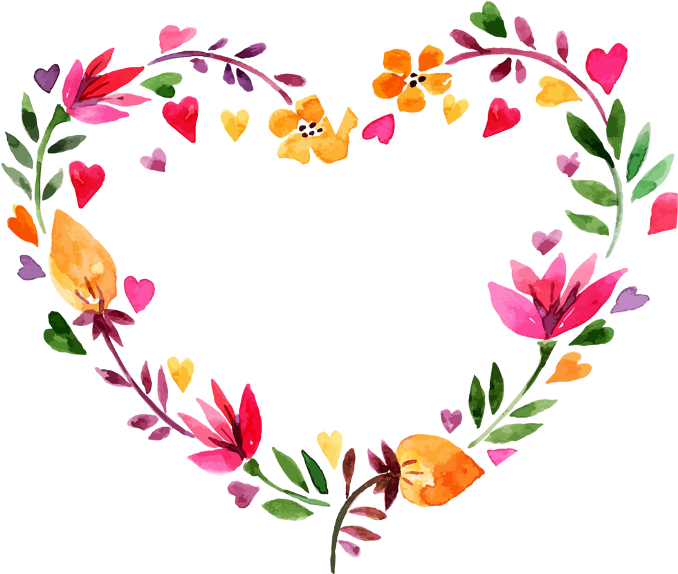 Floral_ Heart_ Wreath_ Watercolor PNG Image