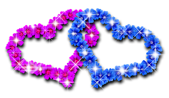 Floral Hearts Twinkling Stars PNG Image