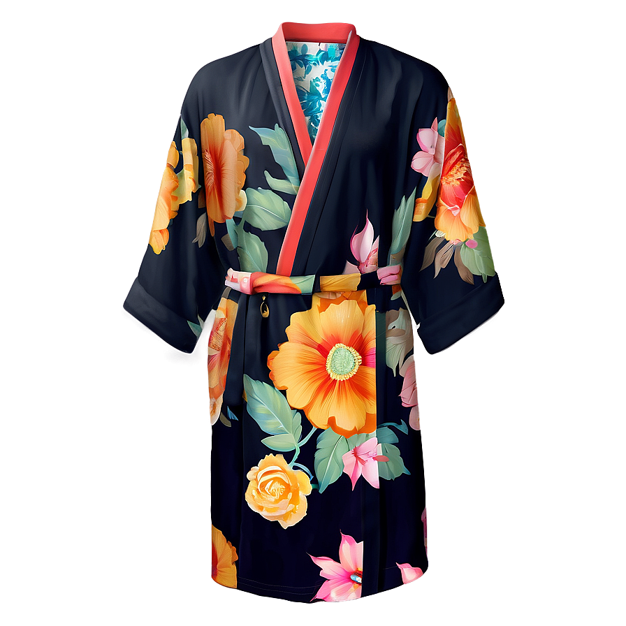 Floral Kimono Robe Png Lyp PNG Image