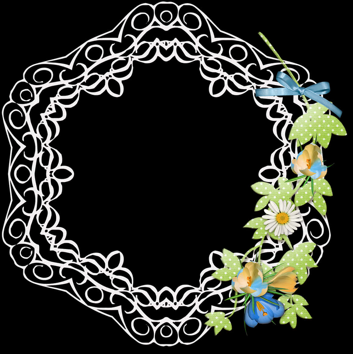 Floral Lace Frame Design PNG Image