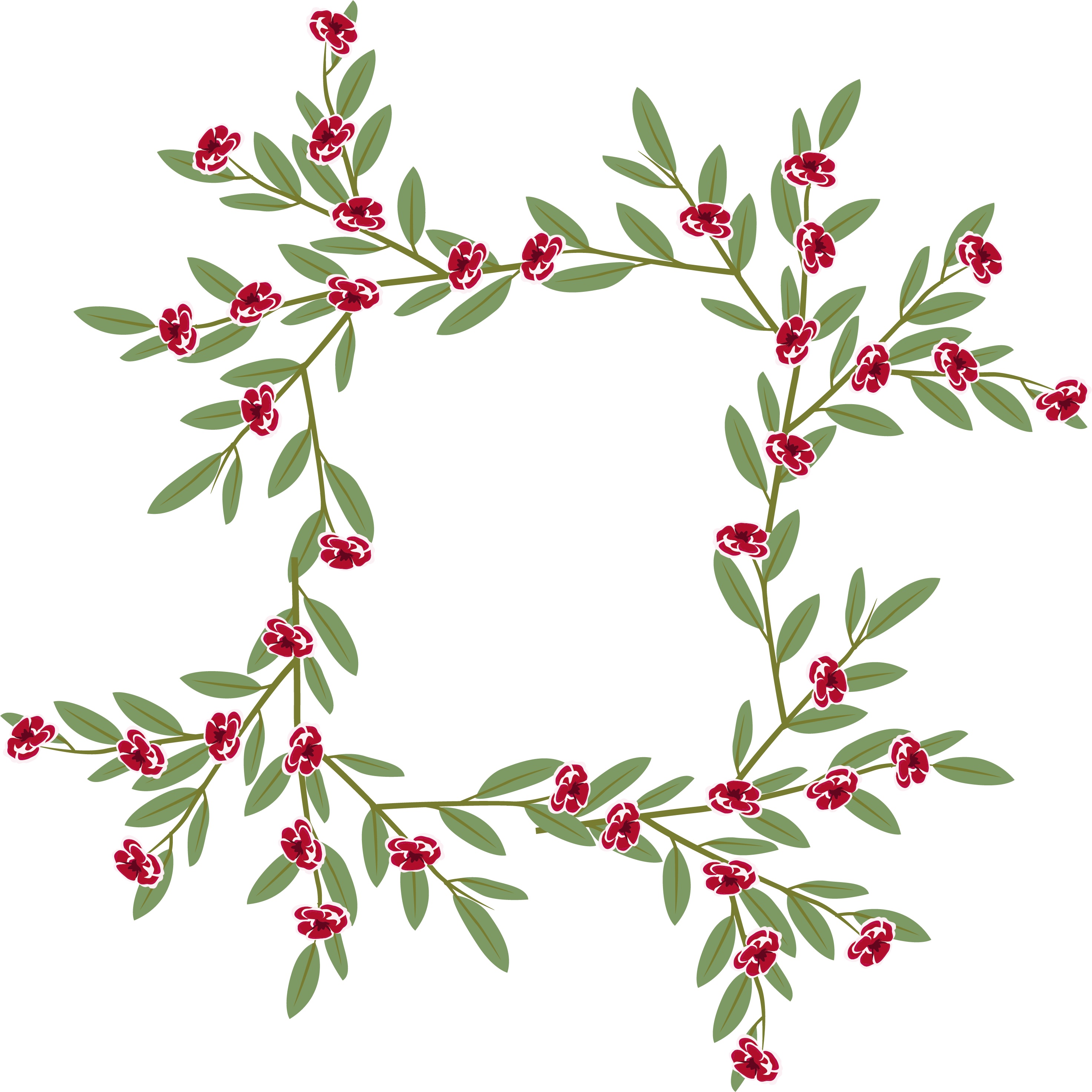 Floral Leaf Corner Border Design PNG Image